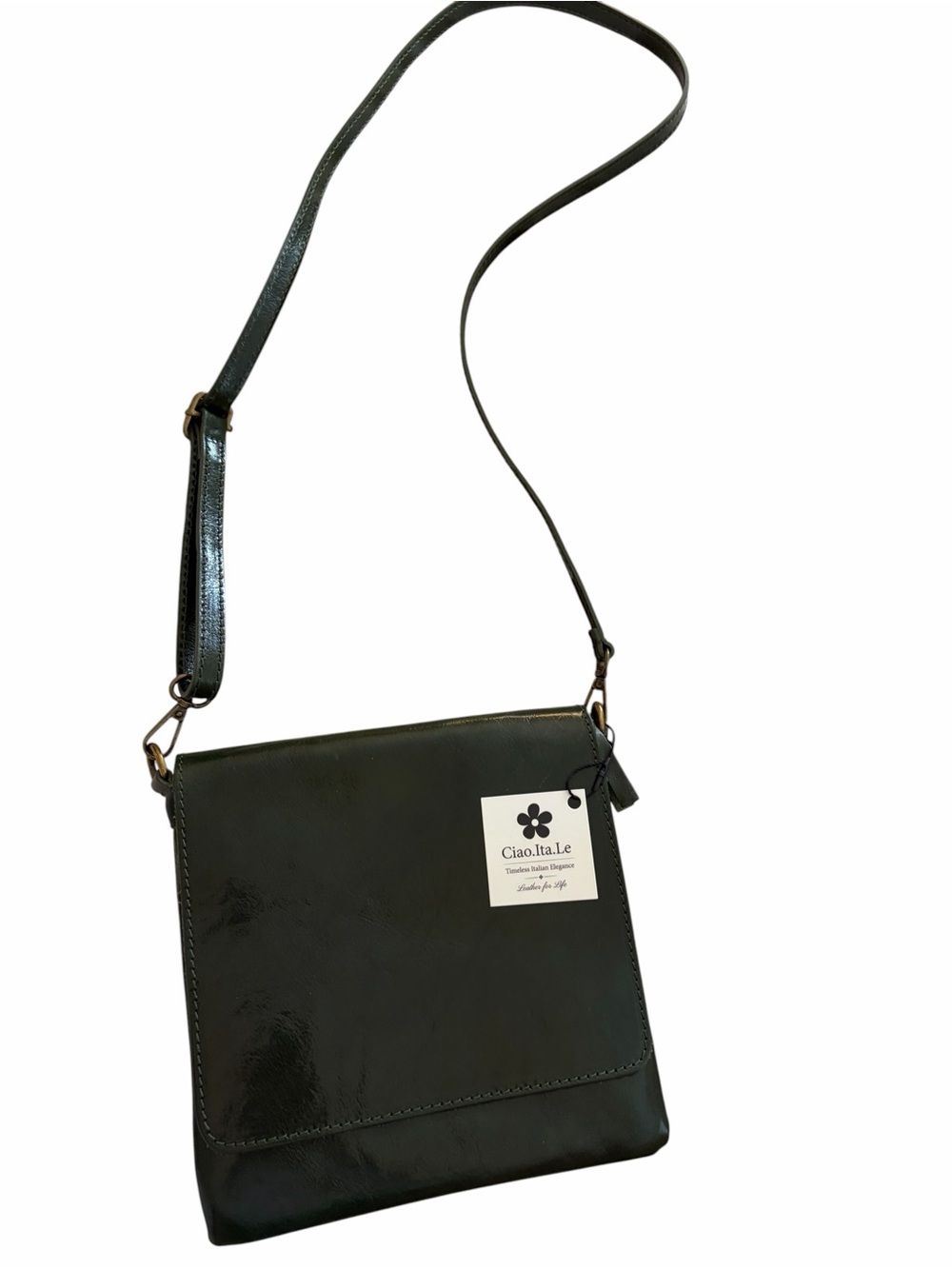 Women's Black Patent Crossbody Bag